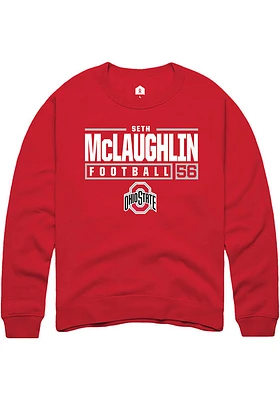 Seth McLaughlin  Rally Ohio State Buckeyes Mens Red NIL Stacked Box Long Sleeve Crew Sweatshirt