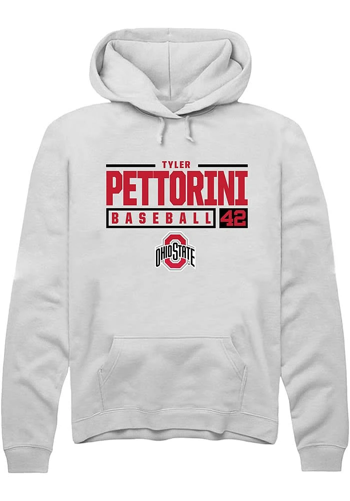 Tyler Pettorini Rally Ohio State Buckeyes Mens NIL Stacked Box Long Sleeve Hoodie