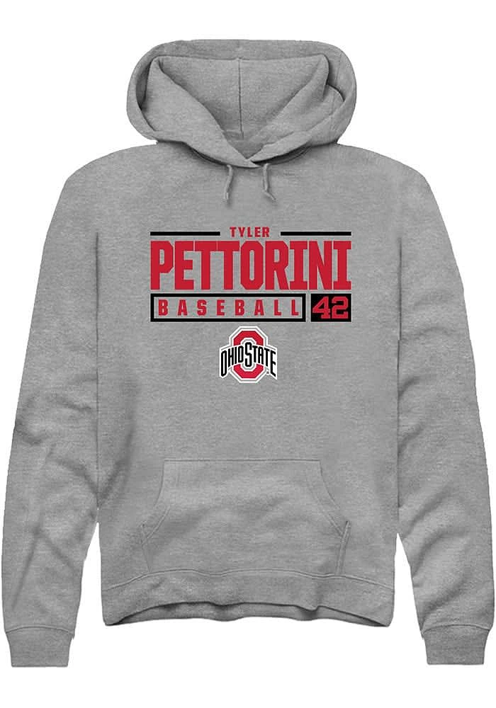 Tyler Pettorini  Rally Ohio State Buckeyes Mens Graphite NIL Stacked Box Long Sleeve Hoodie