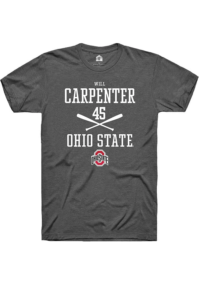 Will Carpenter  Ohio State Buckeyes Dark Grey Rally NIL Sport Icon Short Sleeve T Shirt