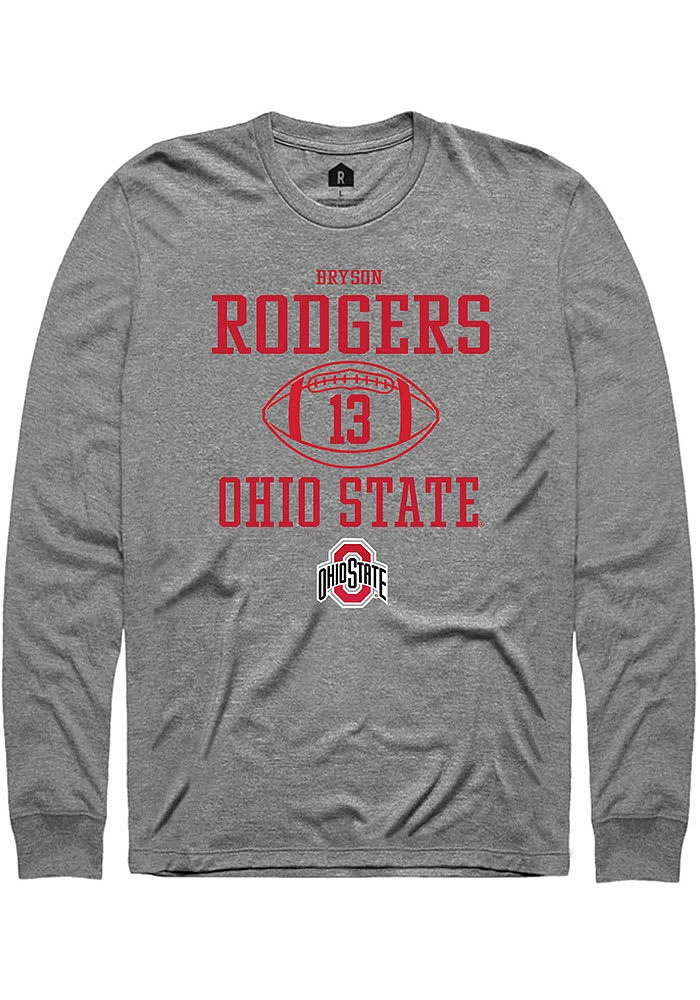 Bryson Rodgers  Ohio State Buckeyes Graphite Rally NIL Sport Icon Long Sleeve T Shirt