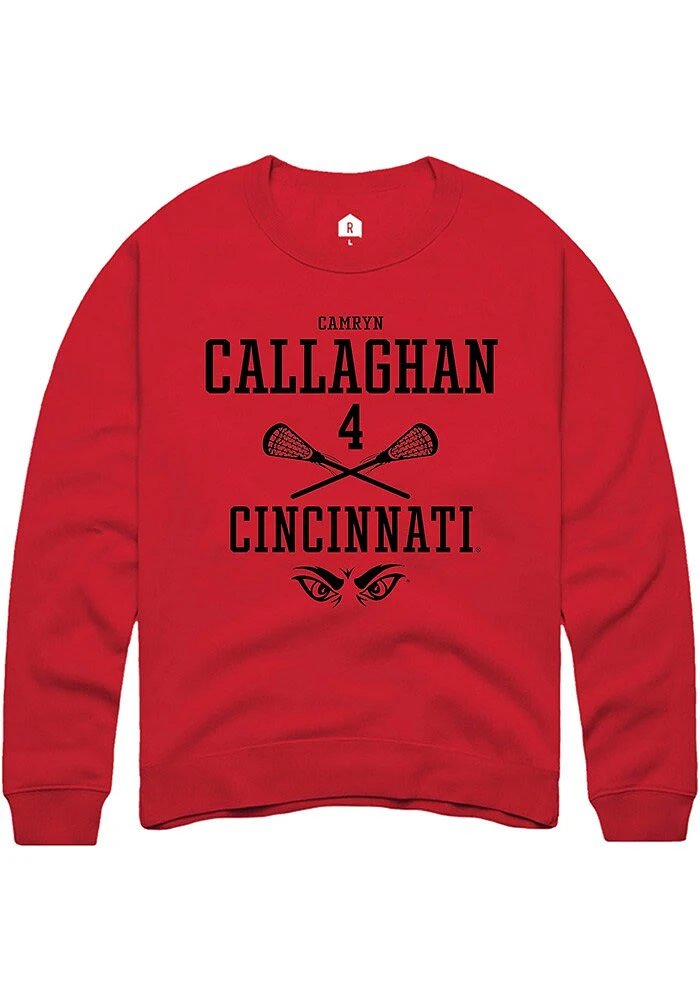 Camryn Callaghan  Rally Cincinnati Bearcats Mens Red NIL Sport Icon Long Sleeve Crew Sweatshirt