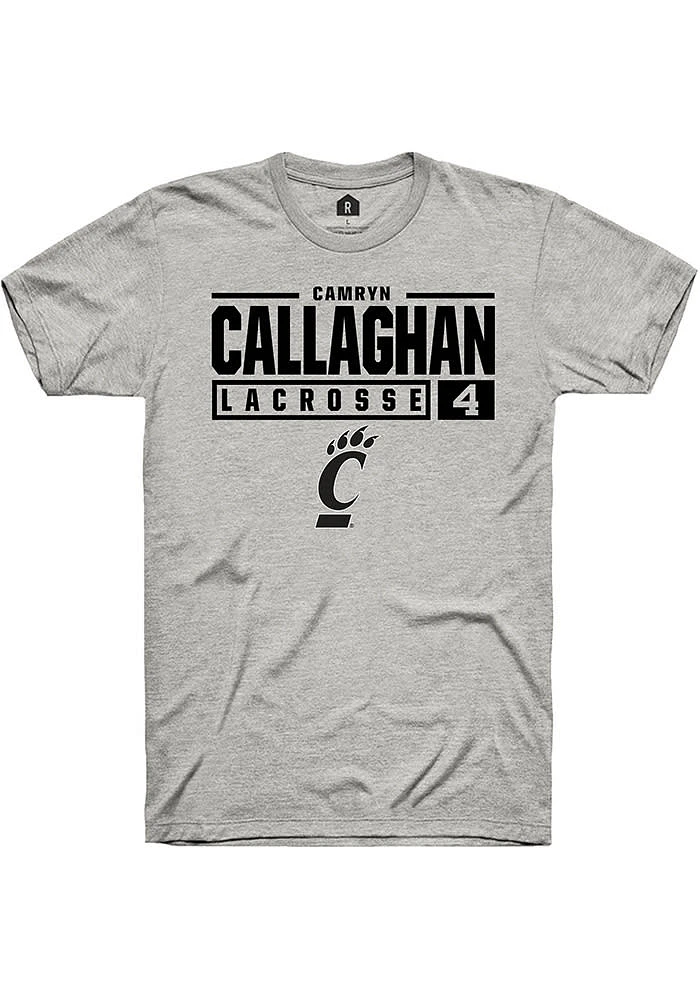 Camryn Callaghan  Cincinnati Bearcats Ash Rally NIL Stacked Box Short Sleeve T Shirt