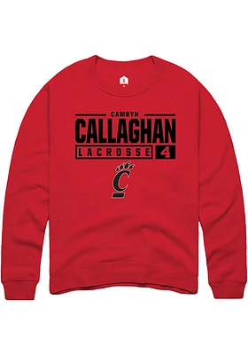 Camryn Callaghan  Rally Cincinnati Bearcats Mens Red NIL Stacked Box Long Sleeve Crew Sweatshirt