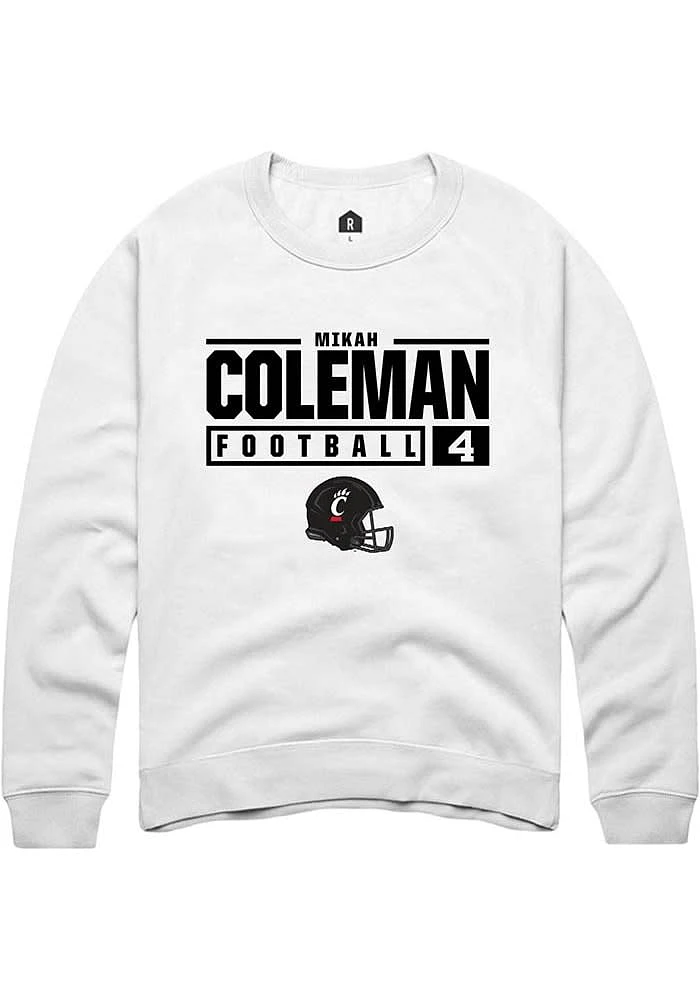 Mikah Coleman Rally Cincinnati Bearcats Mens NIL Stacked Box Long Sleeve Crew Sweatshirt