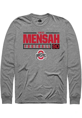 Eric Mensah  Ohio State Buckeyes Graphite Rally NIL Stacked Box Long Sleeve T Shirt