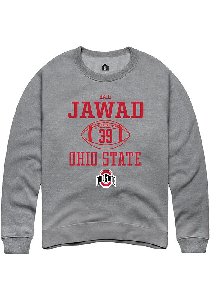 Hadi Jawad  Rally Ohio State Buckeyes Mens Graphite NIL Sport Icon Long Sleeve Crew Sweatshirt