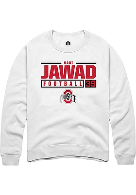 Hadi Jawad Rally Ohio State Buckeyes Mens NIL Stacked Box Long Sleeve Crew Sweatshirt