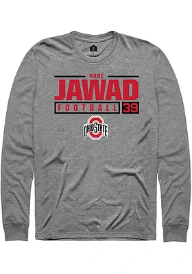 Hadi Jawad  Ohio State Buckeyes Graphite Rally NIL Stacked Box Long Sleeve T Shirt