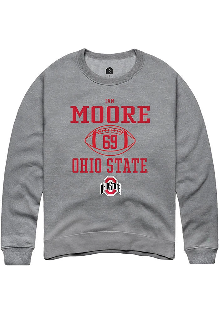 Ian Moore  Rally Ohio State Buckeyes Mens Graphite NIL Sport Icon Long Sleeve Crew Sweatshirt