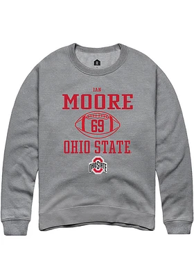 Ian Moore  Rally Ohio State Buckeyes Mens Graphite NIL Sport Icon Long Sleeve Crew Sweatshirt