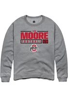 Ian Moore  Rally Ohio State Buckeyes Mens Graphite NIL Stacked Box Long Sleeve Crew Sweatshirt