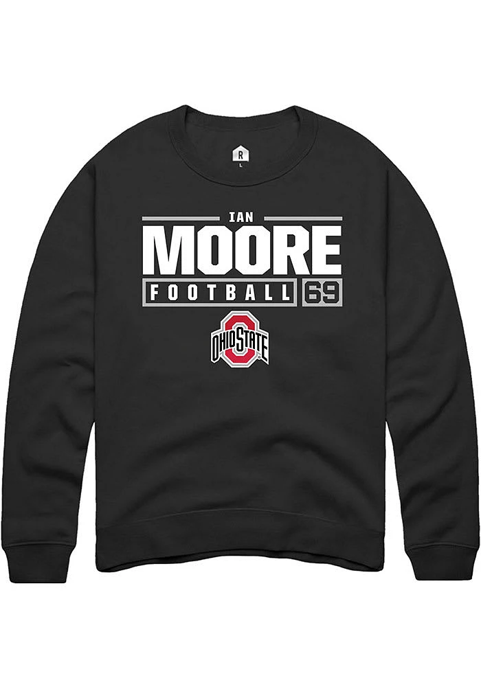 Ian Moore Rally Ohio State Buckeyes Mens NIL Stacked Box Long Sleeve Crew Sweatshirt