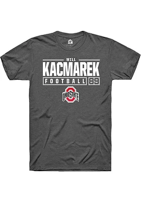 Will Kacmarek  Ohio State Buckeyes Dark Grey Rally NIL Stacked Box Short Sleeve T Shirt