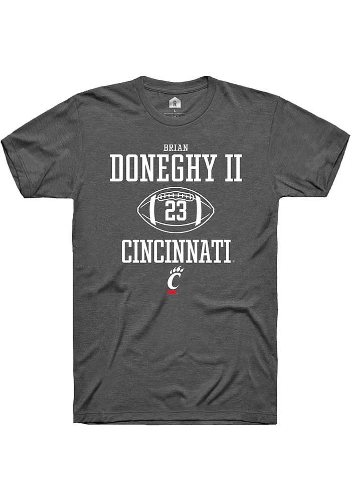 Brian Doneghy II  Cincinnati Bearcats Dark Grey Rally NIL Sport Icon Short Sleeve T Shirt