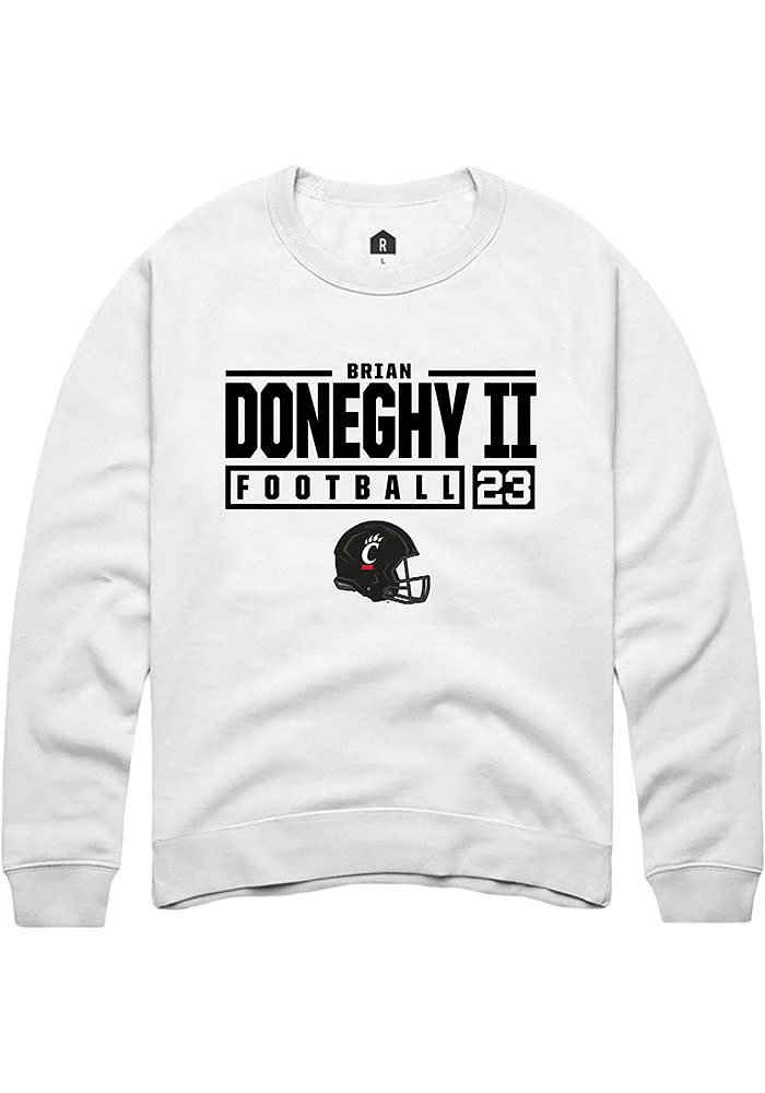 Brian Doneghy II Rally Cincinnati Bearcats Mens NIL Stacked Box Long Sleeve Crew Sweatshi