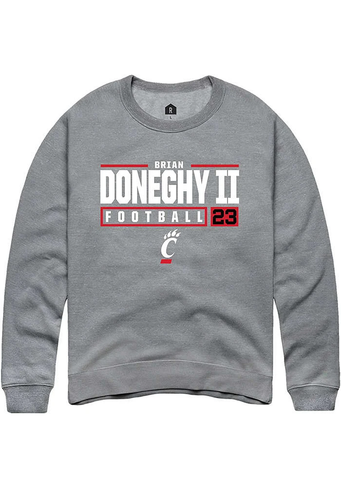 Brian Doneghy II  Rally Cincinnati Bearcats Mens Graphite NIL Stacked Box Long Sleeve Crew Sweat..