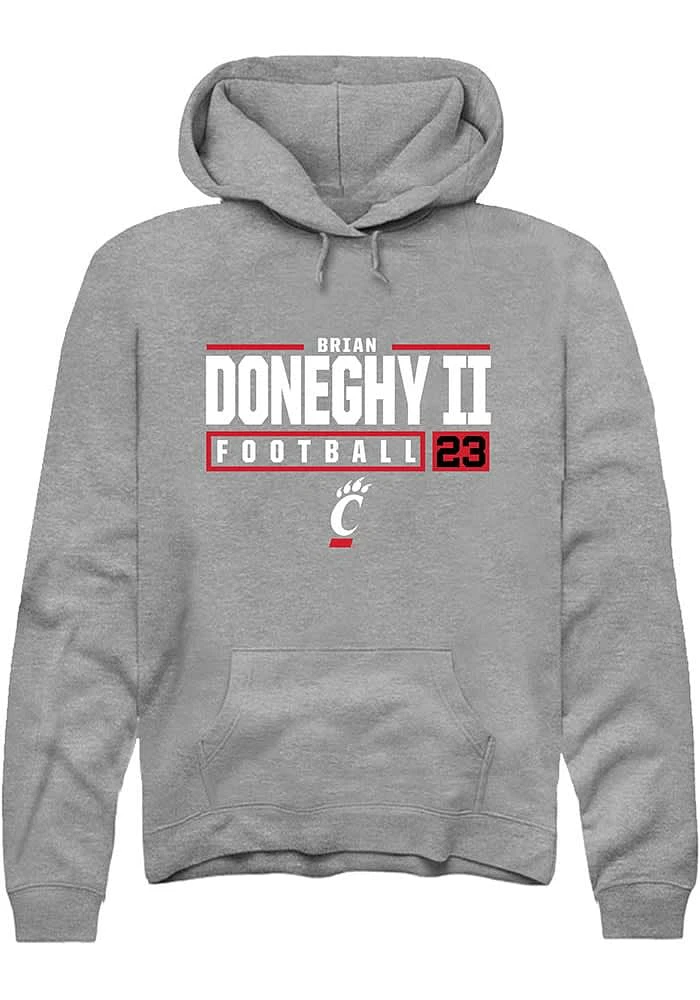 Brian Doneghy II  Rally Cincinnati Bearcats Mens Graphite NIL Stacked Box Long Sleeve Hoodie