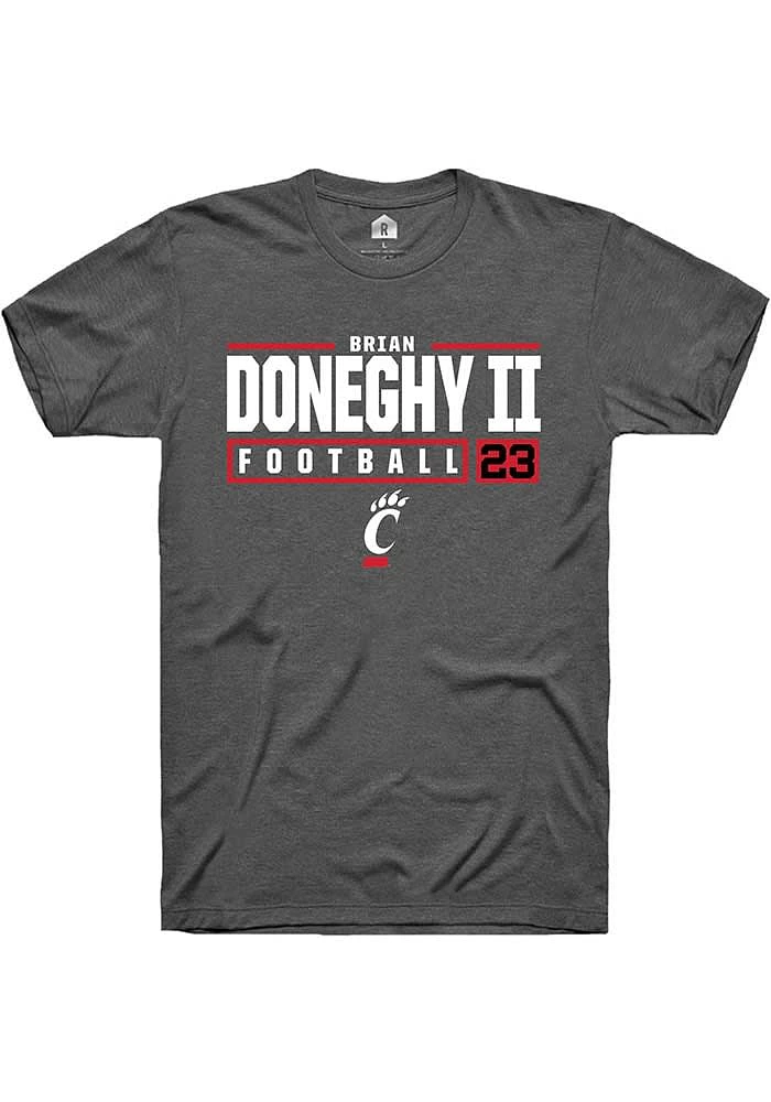 Brian Doneghy II  Cincinnati Bearcats Dark Grey Rally NIL Stacked Box Short Sleeve T Shirt