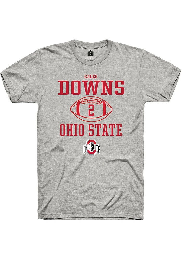 Caleb Downs  Ohio State Buckeyes Ash Rally NIL Sport Icon Short Sleeve T Shirt