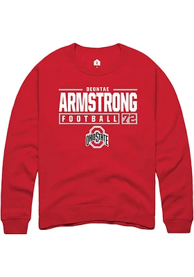 Deontae Armstrong  Rally Ohio State Buckeyes Mens Red NIL Stacked Box Long Sleeve Crew Sweatshir..