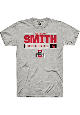 Jeremiah Smith  Ohio State Buckeyes Ash Rally NIL Stacked Box Short Sleeve T Shirt