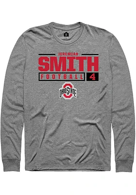 Jeremiah Smith  Ohio State Buckeyes Graphite Rally NIL Stacked Box Long Sleeve T Shirt