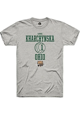 Anna Kharchynska  Ohio Bobcats Ash Rally NIL Sport Icon Short Sleeve T Shirt