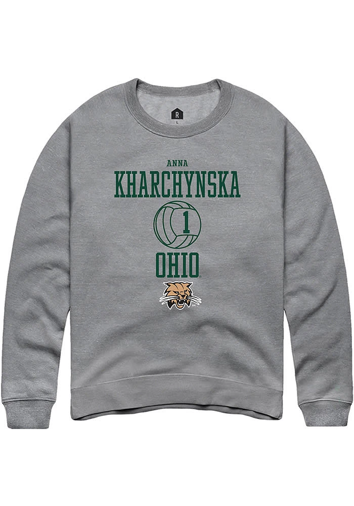 Anna Kharchynska  Rally Ohio Bobcats Mens Graphite NIL Sport Icon Long Sleeve Crew Sweatshirt