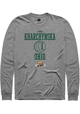 Anna Kharchynska  Ohio Bobcats Graphite Rally NIL Sport Icon Long Sleeve T Shirt