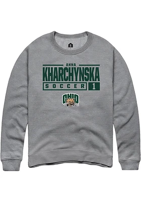 Anna Kharchynska  Rally Ohio Bobcats Mens Graphite NIL Stacked Box Long Sleeve Crew Sweatshirt