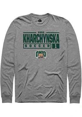 Anna Kharchynska  Ohio Bobcats Graphite Rally NIL Stacked Box Long Sleeve T Shirt