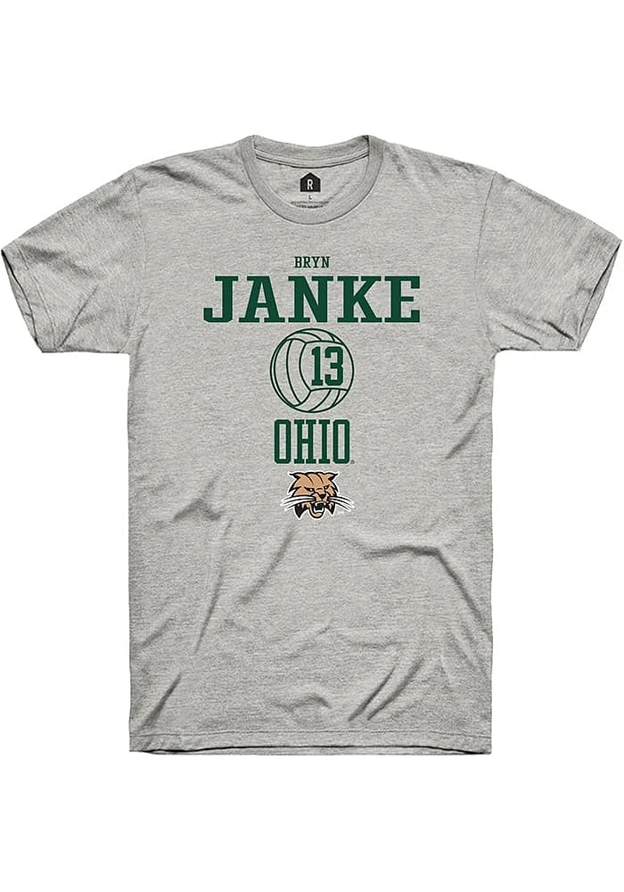 Bryn Janke  Ohio Bobcats Ash Rally NIL Sport Icon Short Sleeve T Shirt