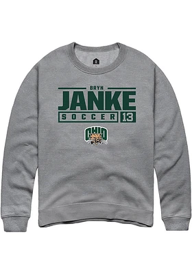 Bryn Janke  Rally Ohio Bobcats Mens Graphite NIL Stacked Box Long Sleeve Crew Sweatshirt