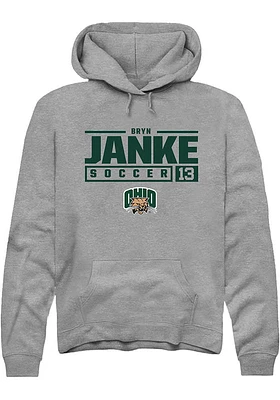 Bryn Janke  Rally Ohio Bobcats Mens Graphite NIL Stacked Box Long Sleeve Hoodie