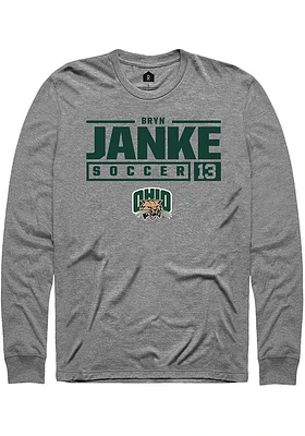 Bryn Janke  Ohio Bobcats Graphite Rally NIL Stacked Box Long Sleeve T Shirt