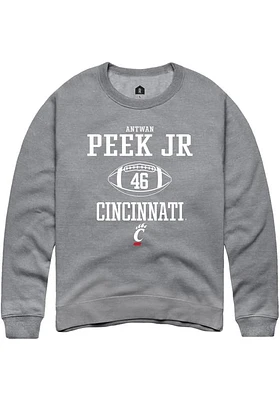 Antwan Peek Jr.  Rally Cincinnati Bearcats Mens Graphite NIL Sport Icon Long Sleeve Crew Sweatshir..