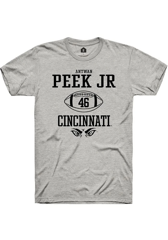 Antwan Peek Jr.  Cincinnati Bearcats Ash Rally NIL Sport Icon Short Sleeve T Shirt