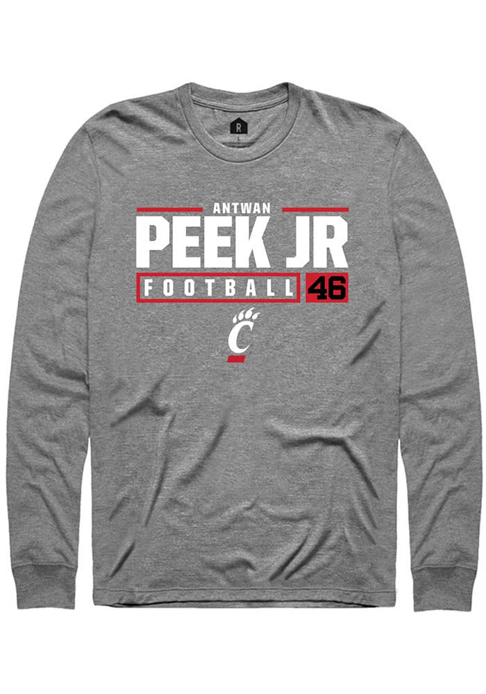 Antwan Peek Jr.  Cincinnati Bearcats Graphite Rally NIL Stacked Box Long Sleeve T Shirt