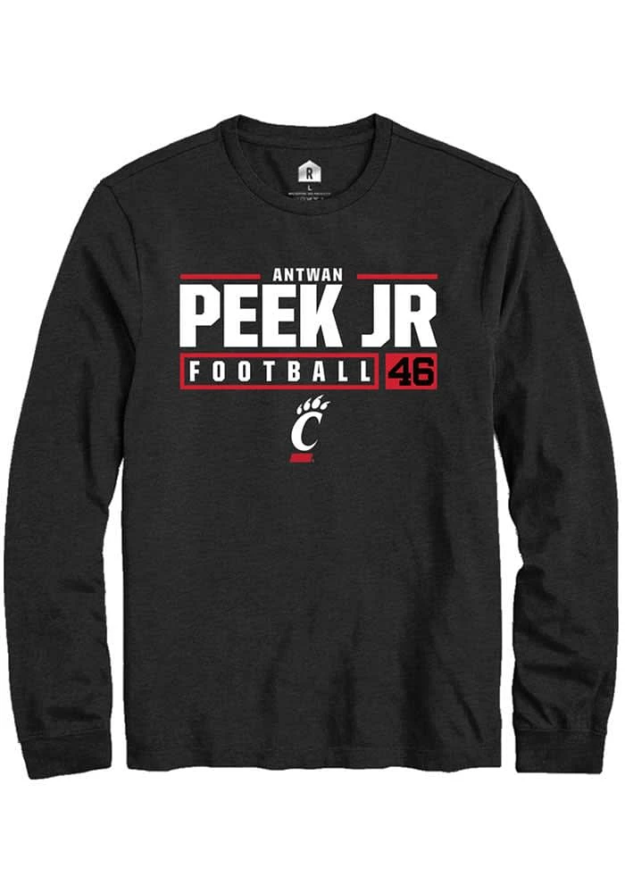 Antwan Peek Jr. Cincinnati Bearcats Rally NIL Stacked Box Long Sleeve T Shirt