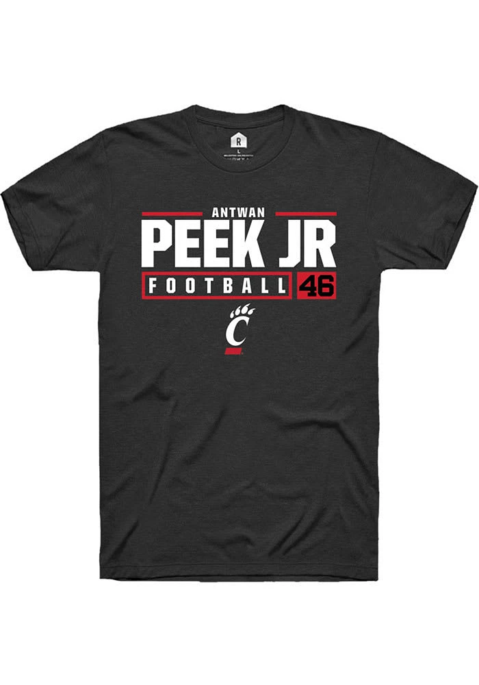 Antwan Peek Jr. Cincinnati Bearcats Rally NIL Stacked Box Short Sleeve T Shirt