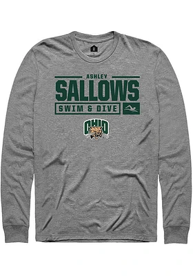 Ashley Sallows  Ohio Bobcats Graphite Rally NIL Stacked Box Long Sleeve T Shirt