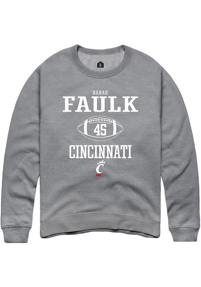 Barak Faulk  Rally Cincinnati Bearcats Mens Graphite NIL Sport Icon Long Sleeve Crew Sweatshirt