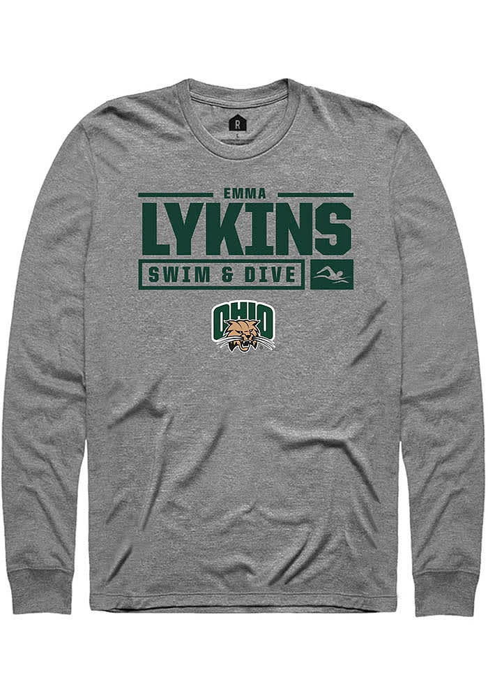 Emma Lykins  Ohio Bobcats Graphite Rally NIL Stacked Box Long Sleeve T Shirt