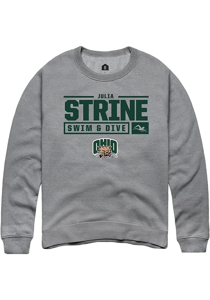 Julia Strine  Rally Ohio Bobcats Mens Graphite NIL Stacked Box Long Sleeve Crew Sweatshirt