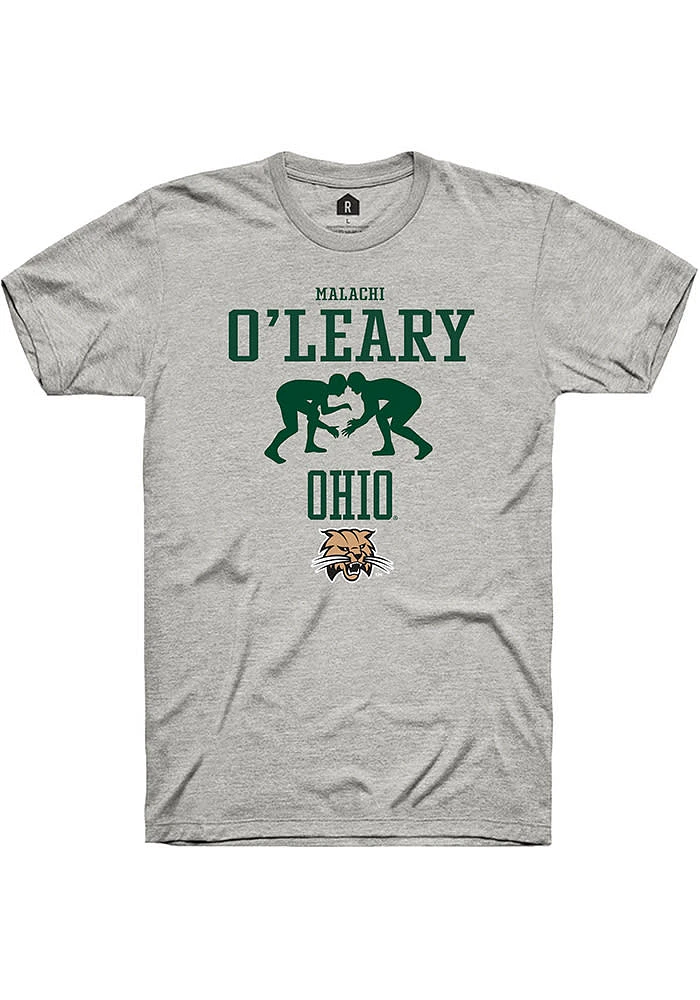 Malachi O'Leary  Ohio Bobcats Ash Rally NIL Sport Icon Short Sleeve T Shirt