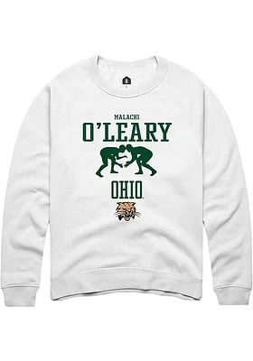 Malachi O'Leary  Rally Ohio Bobcats Mens White NIL Sport Icon Long Sleeve Crew Sweatshirt