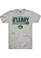 Malachi O'Leary  Ohio Bobcats Ash Rally NIL Stacked Box Short Sleeve T Shirt