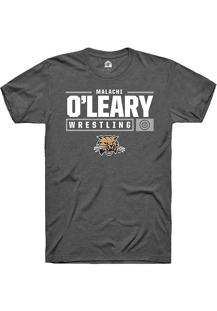 Malachi O'Leary  Ohio Bobcats Dark Grey Rally NIL Stacked Box Short Sleeve T Shirt