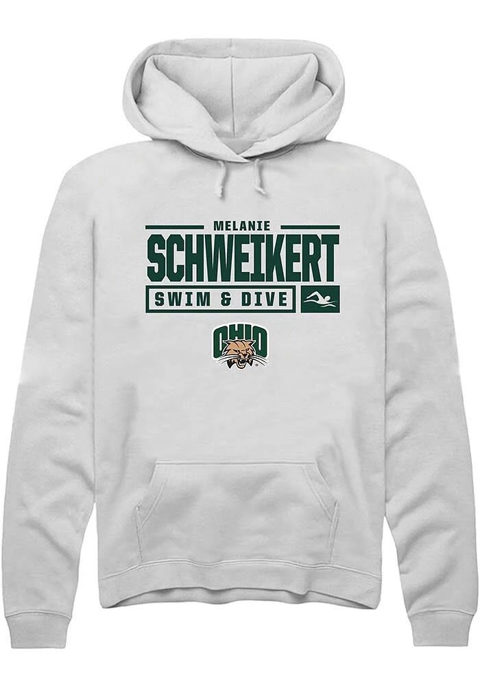 Melanie Schweikert Rally Ohio Bobcats Mens NIL Stacked Box Long Sleeve Hoodie